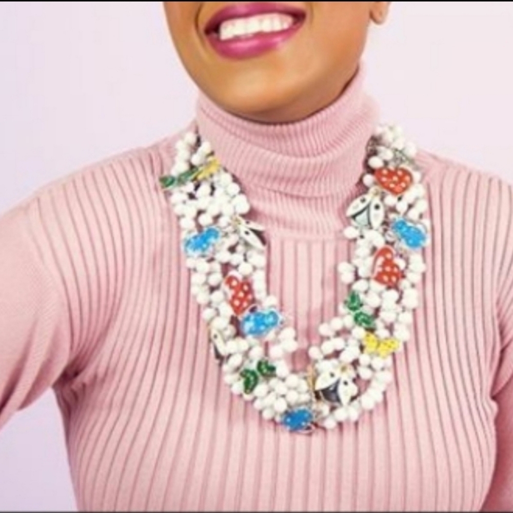 SJ WHITE LOVEBUG BROOCH NECKLACE